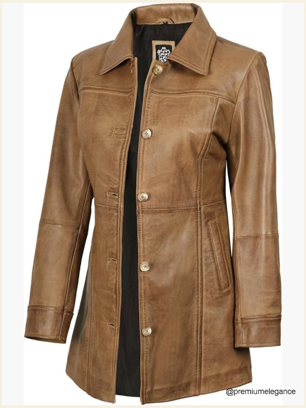 Vintage Real Lambskin Car Coat - Women's Long Leather Jacket